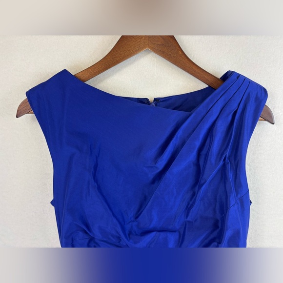 SUZY CHIN For MAGGIE BOUTIQUE Cocktail Dress Blue Purple Pleated Short Wedding 6 - Picture 5 of 14